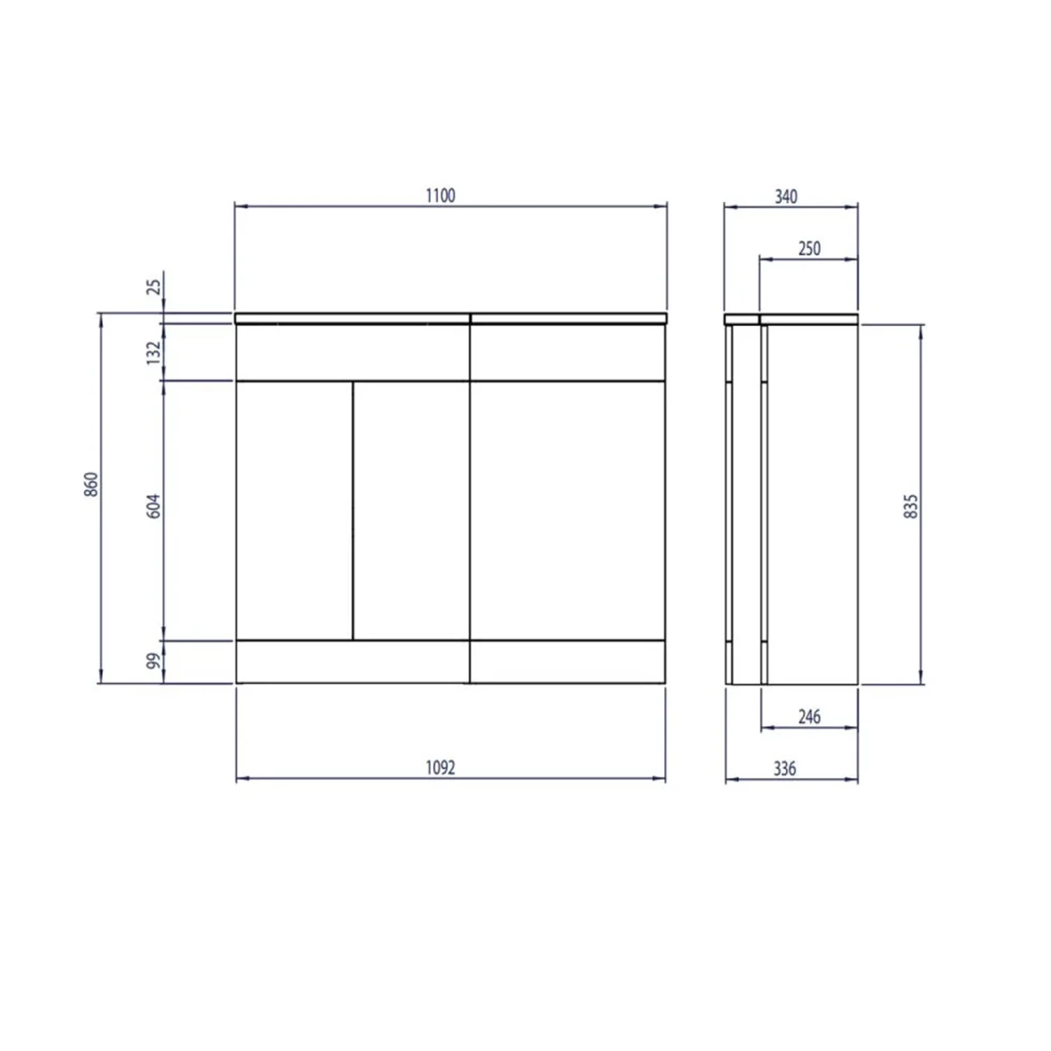 Duchy Montana LH Combination Unit With L Shape Basin 1100mm Wide - Urban Grey 5 Duchy Montana LH Combination Unit With L Shape Basin 1100mm Wide - Urban Grey - Image 3