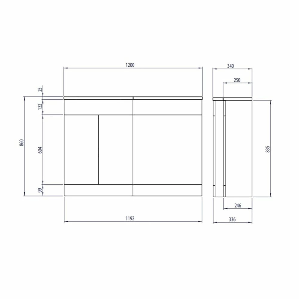 Duchy Montana RH Combination Unit With L Shape Basin 1200mm Wide - Gloss White 3 Duchy Montana RH Combination Unit With L Shape Basin 1200mm Wide - Gloss White