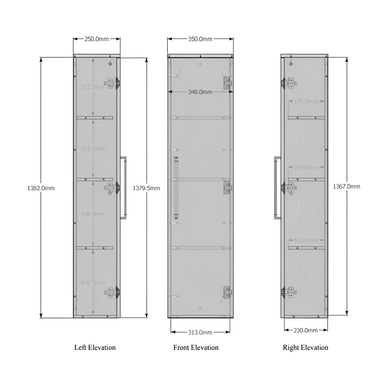 Duchy Nevada Wall Hung 1-Door Tall Unit 350mm Wide - Grey 3 Duchy Nevada Wall Hung 1-Door Tall Unit 350mm Wide - Grey