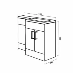 Duchy Nevada LH Combination Unit With Basin 1100mm Wide - Indigo Gloss