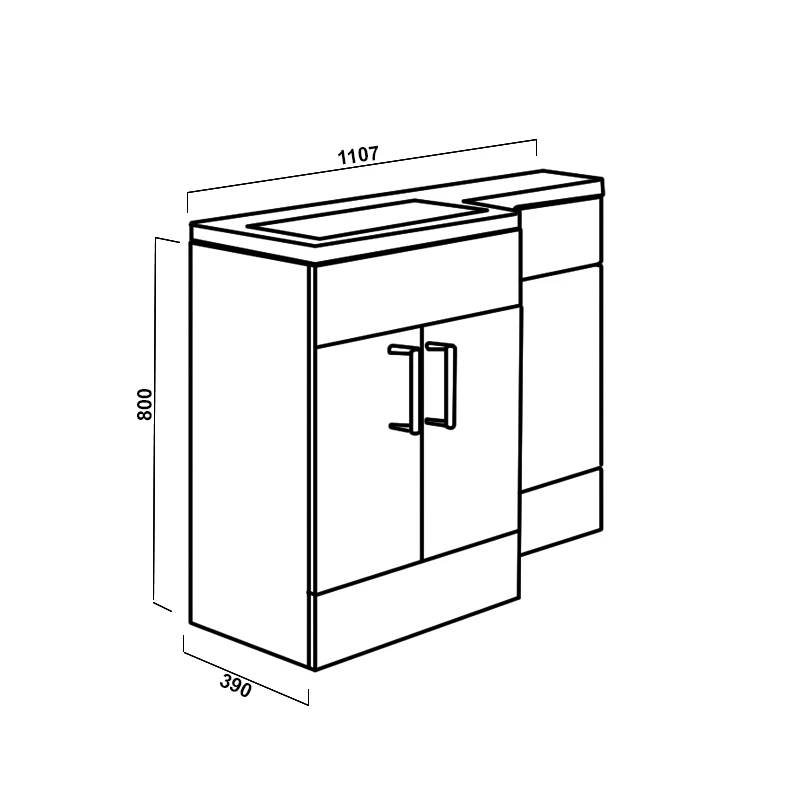 Duchy Nevada RH Combination Unit With Basin 1100mm Wide - Indigo Gloss 4 Duchy Nevada RH Combination Unit With Basin 1100mm Wide - Indigo Gloss - Image 2