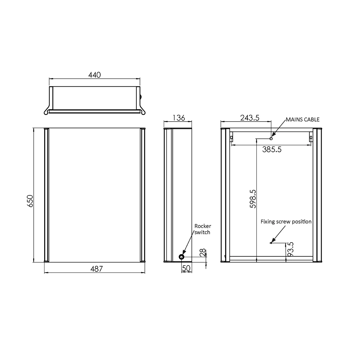 Duchy Sleek 1-Door LED Illuminated Mirrored Bathroom Cabinet 650mm H X 487mm W - Glass 4 Duchy Sleek 1-Door LED Illuminated Mirrored Bathroom Cabinet 650mm H X 487mm W - Glass - Image 2