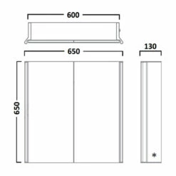 Duchy Sleek 2-Door LED Illuminated Mirrored Bathroom Cabinet 650mm H X 650mm W - Glass