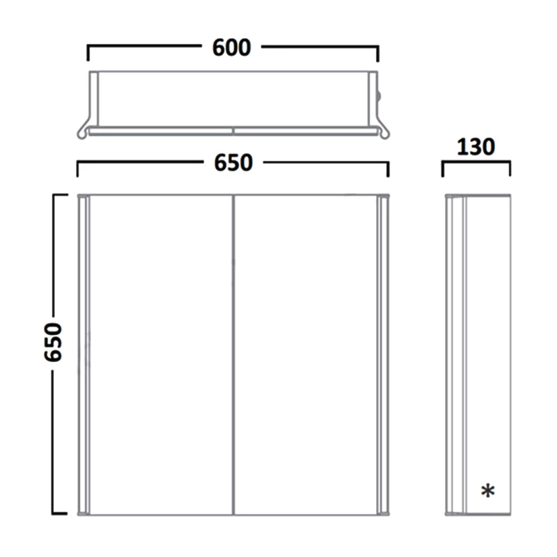 Duchy Sleek 2-Door LED Illuminated Mirrored Bathroom Cabinet 650mm H X 650mm W - Glass 3 Duchy Sleek 2-Door LED Illuminated Mirrored Bathroom Cabinet 650mm H X 650mm W - Glass