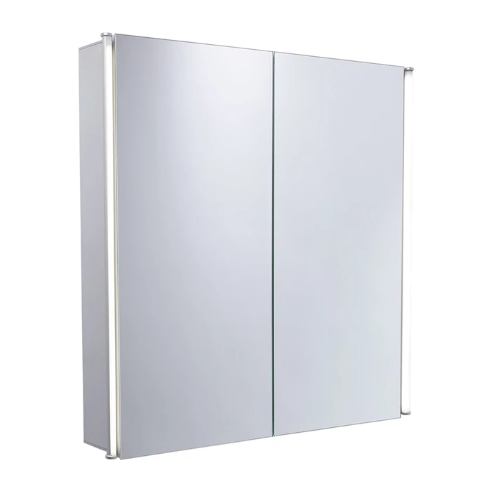 Duchy Sleek 2-Door LED Illuminated Mirrored Bathroom Cabinet 650mm H X 650mm W - Glass 4 Duchy Sleek 2-Door LED Illuminated Mirrored Bathroom Cabinet 650mm H X 650mm W - Glass - Image 2