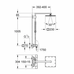 Grohe Euphoria Cube XXL Bar Mixer Shower With Shower Kit + Fixed Head