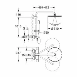 Grohe Rainshower 310mm Thermostatic Bar Mixer Shower With Shower Kit - Chrome