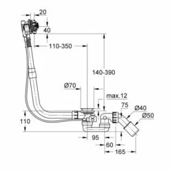 Grohe Talentofill Pop Up Bath Waste And Overflow - 370mm Reach