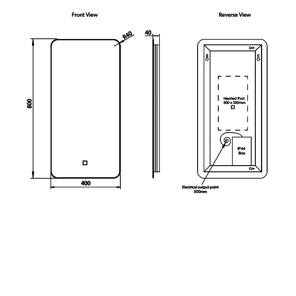 HiB Ambience 40 Steam Free LED Bathroom Mirror 800mm H X 400mm W 3 HiB Ambience 40 Steam Free LED Bathroom Mirror 800mm H X 400mm W
