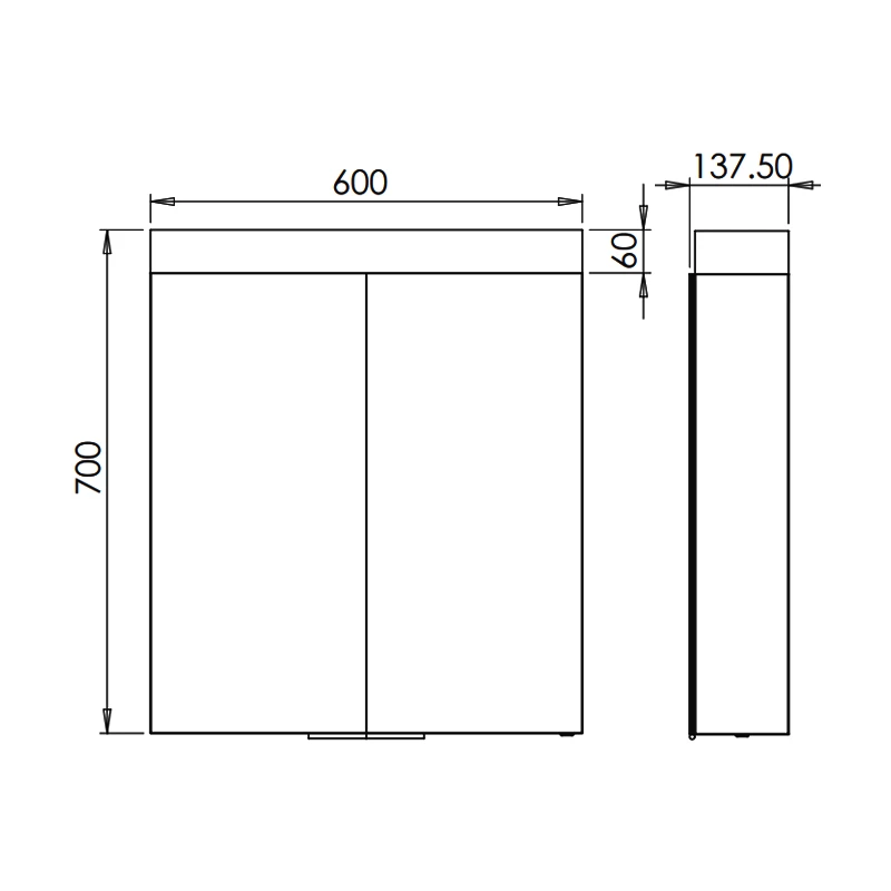 HiB Apex 60 Aluminium Bathroom Cabinet With Mirrored Sides 700mm H X 600mm W 3 HiB Apex 60 Aluminium Bathroom Cabinet With Mirrored Sides 700mm H X 600mm W