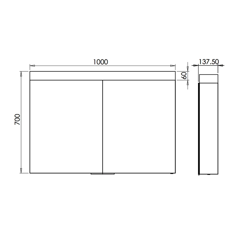 HiB Apex 100 Aluminium Bathroom Cabinet With Mirrored Sides 700mm H X 1000mm W 5 HiB Apex 100 Aluminium Bathroom Cabinet With Mirrored Sides 700mm H X 1000mm W - Image 3