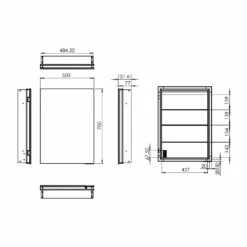 HiB Atrium 50 LED Single Door Semi-Recessed Bathroom Cabinet 700mm H X 500mm W