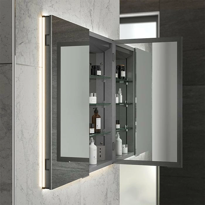HiB Atrium 60 LED Double Door Semi-Recessed Bathroom Cabinet 700mm H X 600mm W 4 HiB Atrium 60 LED Double Door Semi-Recessed Bathroom Cabinet 700mm H X 600mm W - Image 2