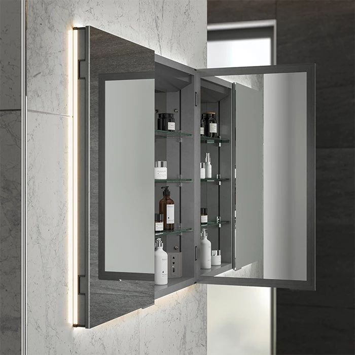 HiB Atrium 80 LED Double Door Semi-Recessed Bathroom Cabinet 700mm H X 800mm W 4 HiB Atrium 80 LED Double Door Semi-Recessed Bathroom Cabinet 700mm H X 800mm W - Image 2