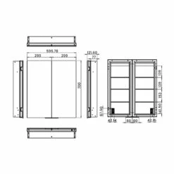 HiB Atrium 60 LED Double Door Semi-Recessed Bathroom Cabinet 700mm H X 600mm W