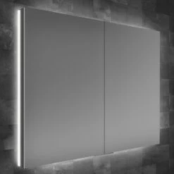 HiB Atrium 80 LED Double Door Semi-Recessed Bathroom Cabinet 700mm H X 800mm W