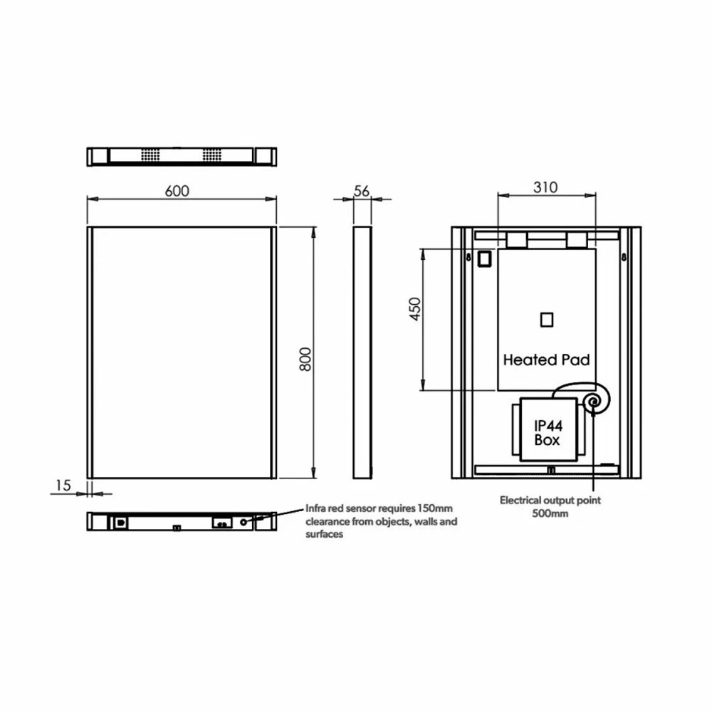 HiB Connect 60 Designer LED Bathroom Mirror 800mm H X 600mm W 4 HiB Connect 60 Designer LED Bathroom Mirror 800mm H X 600mm W - Image 2