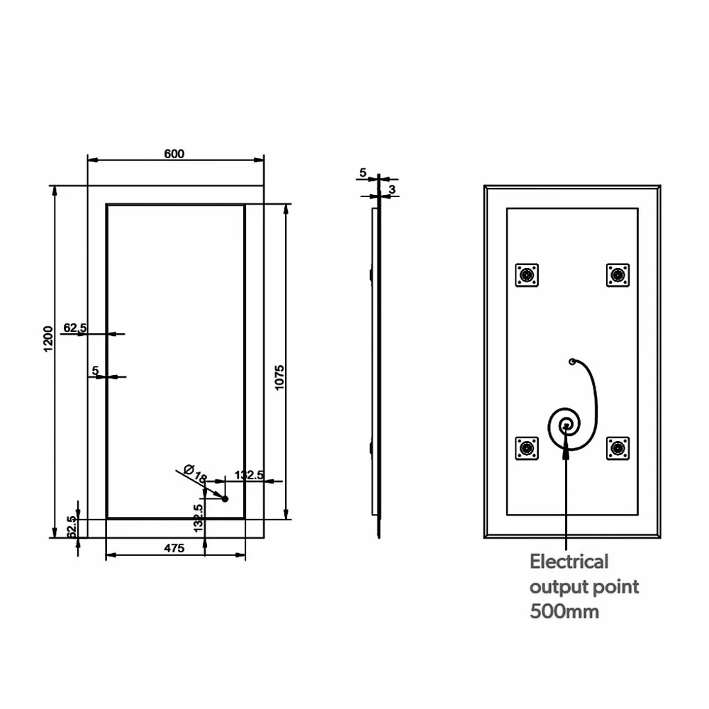 HiB Element 120 LED Bathroom Mirror With Charging Frame 600mm H X 1200mm W 5 HiB Element 120 LED Bathroom Mirror With Charging Frame 600mm H X 1200mm W - Image 3