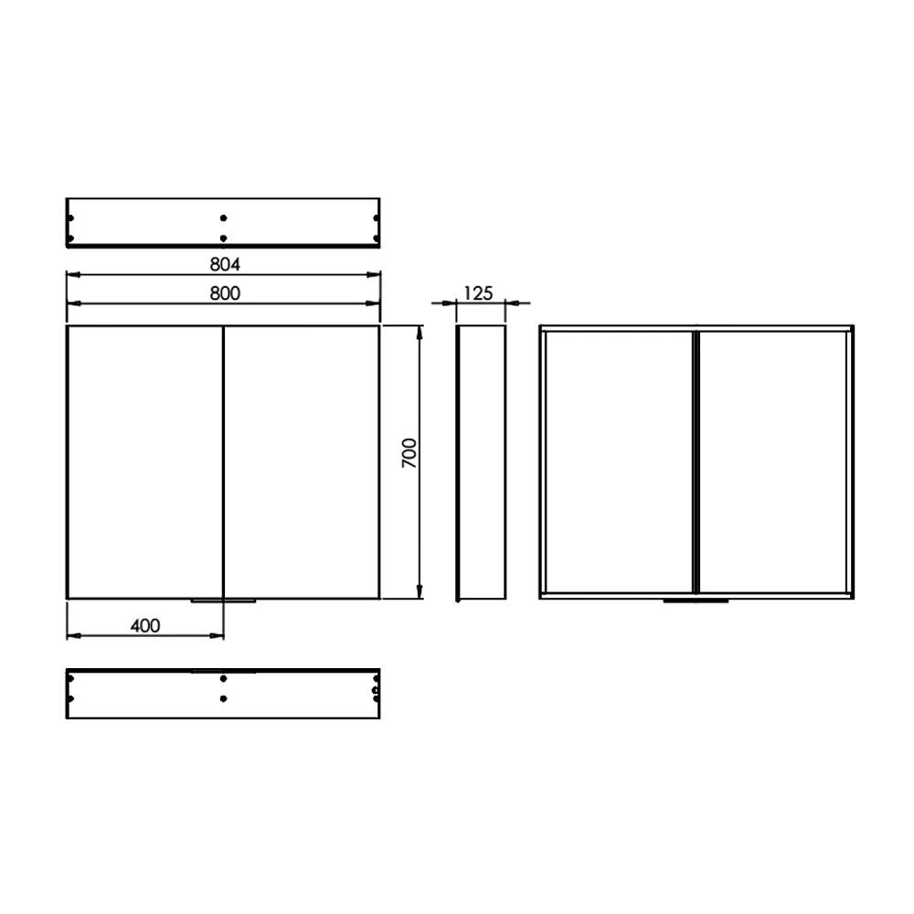 HiB Eris 80 Aluminium Double Door Bathroom Cabinet 700mm H X 800mm W X 130mm D 3 HiB Eris 80 Aluminium Double Door Bathroom Cabinet 700mm H X 800mm W X 130mm D