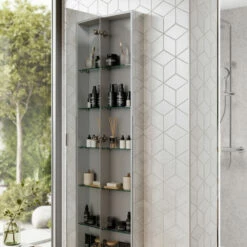 HiB Eris 30 Single Door Mirrored Tall Aluminium Bathroom Cabinet 1700mm H X 300mm W -HEATANDPLUMB Sales hib eris bathroom cabinet 45300 3