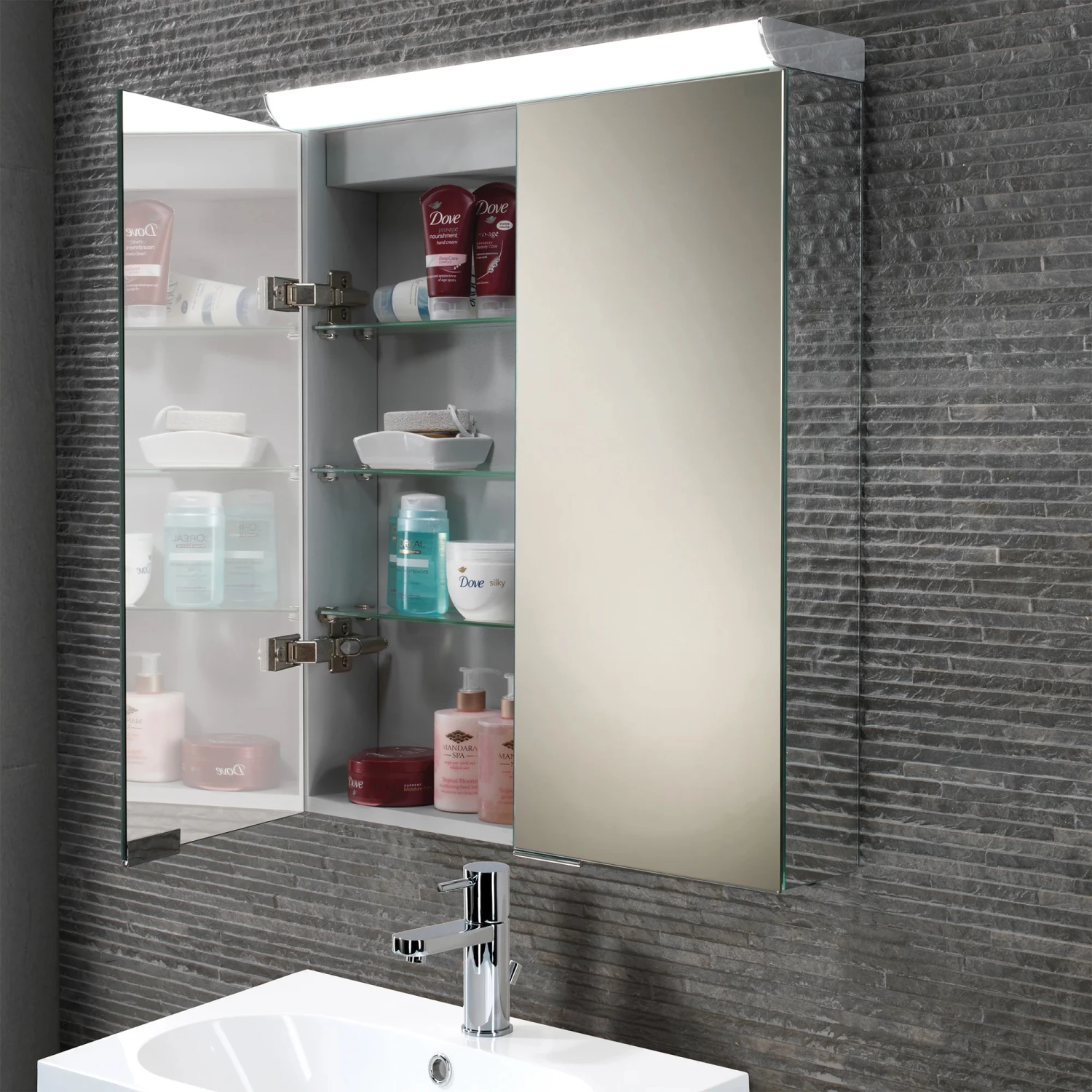 HiB Flare Aluminium Double Door Illuminated Bathroom Cabinet 700mm H X 600mm W X 115/150mm D 6 HiB Flare Aluminium Double Door Illuminated Bathroom Cabinet 700mm H X 600mm W X 115/150mm D - Image 4