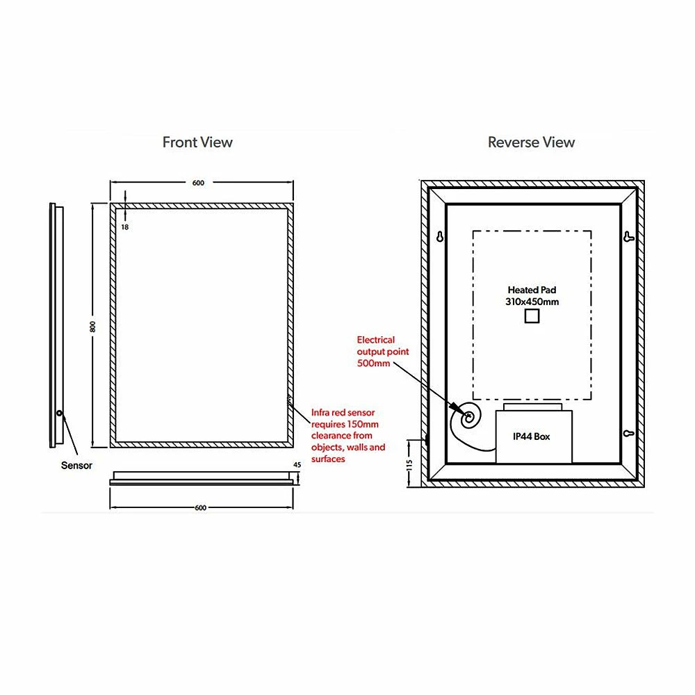 HiB Globe 60 Steam Free LED Bathroom Mirror 800mm H X 600mm W 4 HiB Globe 60 Steam Free LED Bathroom Mirror 800mm H X 600mm W - Image 2