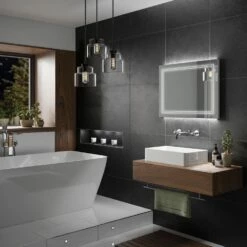 HiB Outline 80 LED Back-Lit Bathroom Mirror 600mm H X 800mm W -HEATANDPLUMB Sales hib outline bathroom mirror 78759000