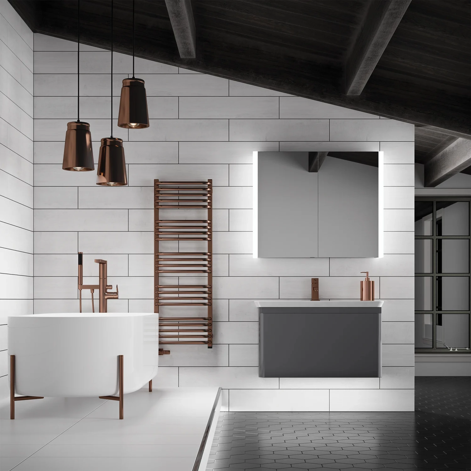 HiB Paragon 60 Aluminium LED Double Door Bathroom Cabinet 700mm H X 664mm W X 140mm D 6 HiB Paragon 60 Aluminium LED Double Door Bathroom Cabinet 700mm H X 664mm W X 140mm D - Image 4