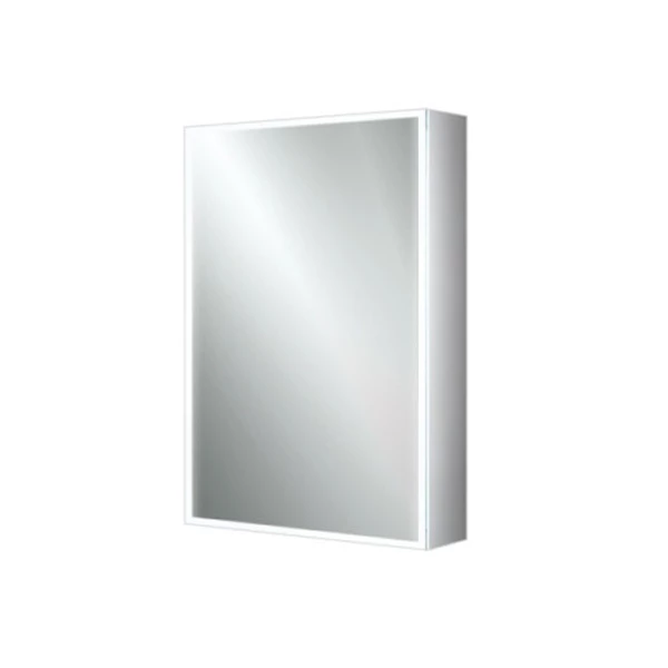 HiB Qubic 50 Aluminium LED Single Door Bathroom Cabinet 700mm H X 500mm W X 130mm D 4 HiB Qubic 50 Aluminium LED Single Door Bathroom Cabinet 700mm H X 500mm W X 130mm D - Image 2
