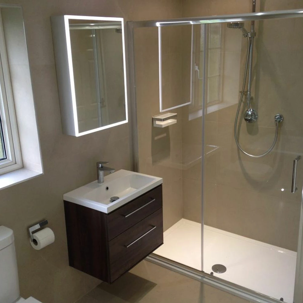 HiB Qubic 50 Aluminium LED Single Door Bathroom Cabinet 700mm H X 500mm W X 130mm D 5 HiB Qubic 50 Aluminium LED Single Door Bathroom Cabinet 700mm H X 500mm W X 130mm D - Image 3