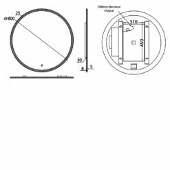 HiB Sphere 80 Round LED Bathroom Mirror 800mm Diameter -HEATANDPLUMB Sales hib sphere 80 bathroom mirror 78761000 2