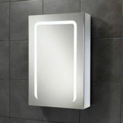 HiB Stratus 50 Aluminium LED Single Door Bathroom Cabinet 700mm H X 500mm W X 150mm D