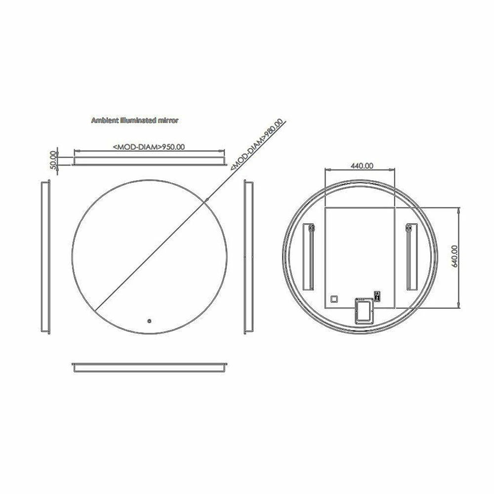 HiB Theme 100 Round LED Bathroom Mirror 980mm Diameter 3 HiB Theme 100 Round LED Bathroom Mirror 980mm Diameter