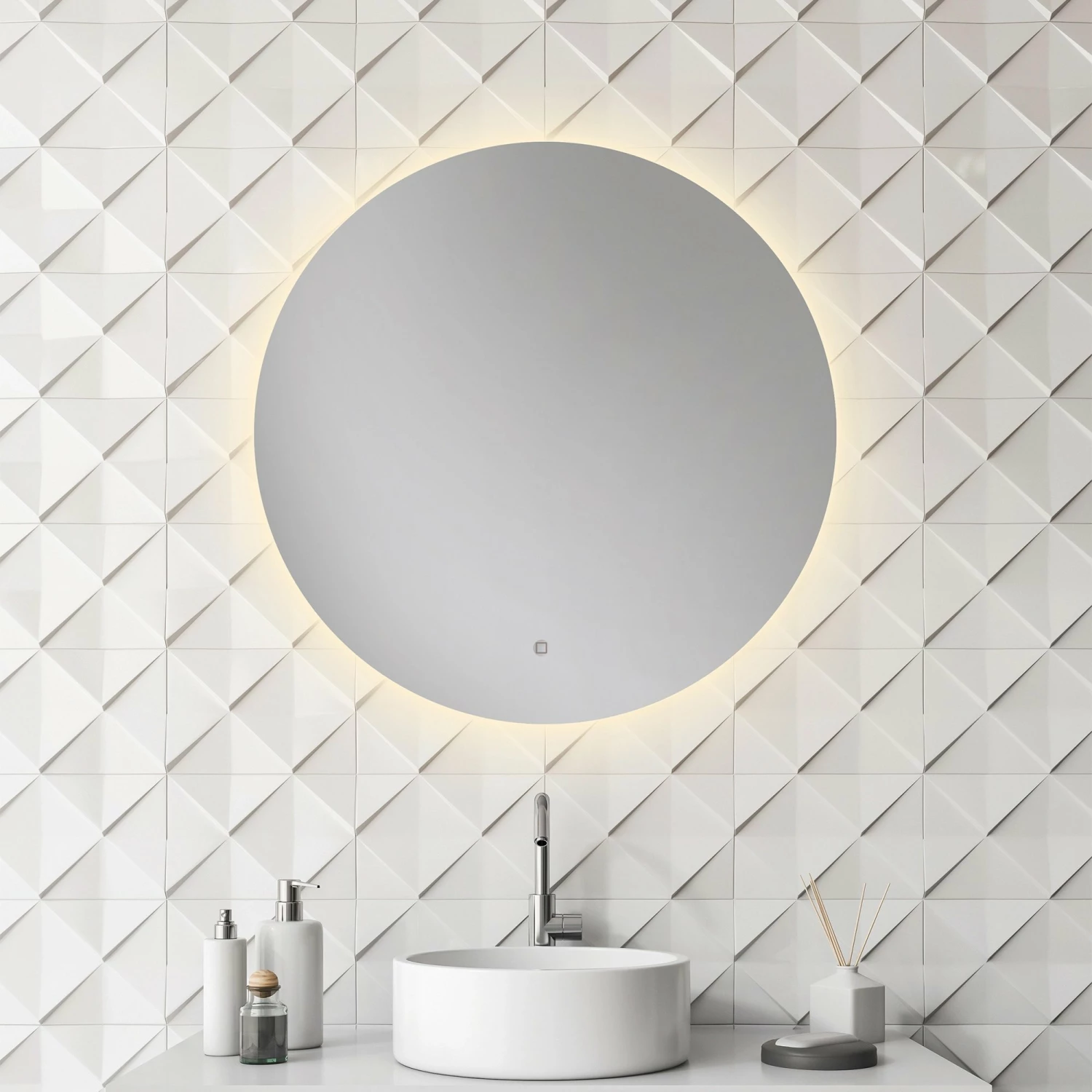 HiB Theme 80 Round LED Bathroom Mirror 800mm Diameter 4 HiB Theme 80 Round LED Bathroom Mirror 800mm Diameter - Image 2