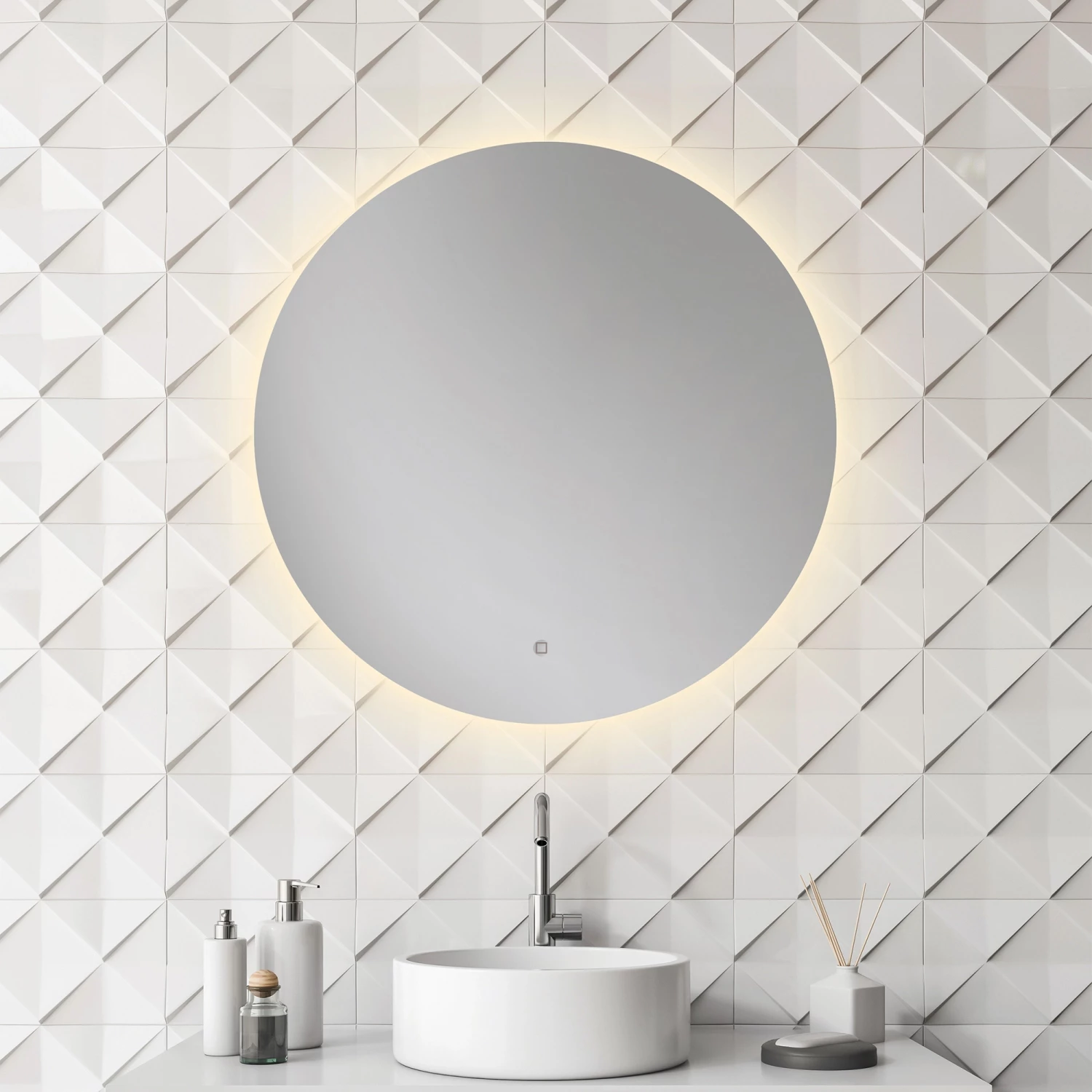 HiB Theme 60 Round LED Bathroom Mirror 600mm Diameter 6 HiB Theme 60 Round LED Bathroom Mirror 600mm Diameter - Image 4