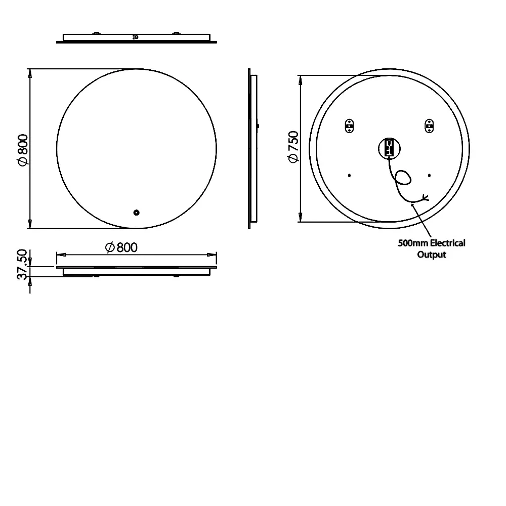 HiB Theme 80 Round LED Bathroom Mirror 800mm Diameter 3 HiB Theme 80 Round LED Bathroom Mirror 800mm Diameter