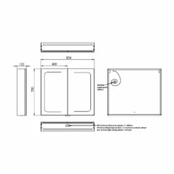 HiB Vapor 80 Aluminium LED Double Door Bathroom Cabinet 700mm H X 804mm W X 122mm D -HEATANDPLUMB Sales hib vapor 80 bathroom cabinet 51600 3 2