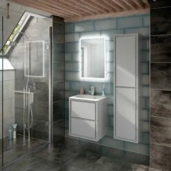 HiB Vega 50 Portrait Demistable LED Bathroom Mirror With Charging Socket 700mm H X 500mm W -HEATANDPLUMB Sales hib vega bathroom mirror 78750000 1 1