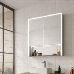 HiB Verve 80 LED Double Door Bathroom Cabinet 900mm H X 800mm W -HEATANDPLUMB Sales hib verve 80 bathroom cabinet 52900