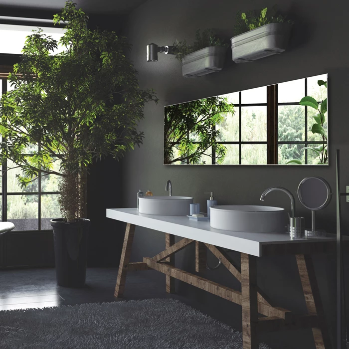 HiB Willow Designer Bathroom Mirror 600mm H X 1200mm W 3 HiB Willow Designer Bathroom Mirror 600mm H X 1200mm W