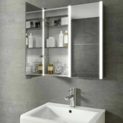 HiB Xenon 60 Aluminium Double Door Bathroom Cabinet With Vertical LED 700mm H X 605mm W X 130mm D 9 HiB Xenon 60 Aluminium Double Door Bathroom Cabinet With Vertical LED 700mm H X 605mm W X 130mm D -HEATANDPLUMB Sales hib xenon bathroom cabinet 46100 2