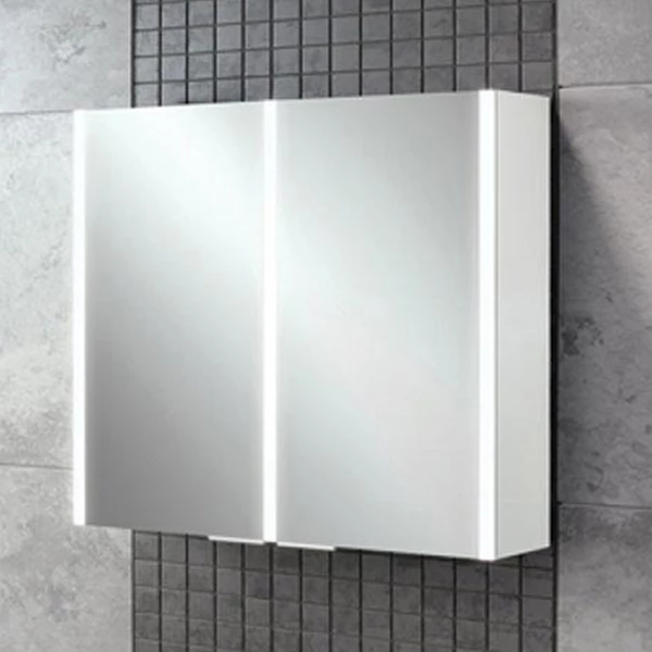 HiB Xenon 80 Aluminium Double Door Bathroom Cabinet With Vertical LED 700mm H X 820mm W X 130mm D 6 HiB Xenon 80 Aluminium Double Door Bathroom Cabinet With Vertical LED 700mm H X 820mm W X 130mm D - Image 4