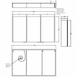 HiB Xenon 120 Aluminium Triple Door Bathroom Cabinet With Vertical LED 700H X 1205mm W X 130mm D 8 HiB Xenon 120 Aluminium Triple Door Bathroom Cabinet With Vertical LED 700H X 1205mm W X 130mm D -HEATANDPLUMB Sales hib xenon bathroom cabinet 46300 5 1