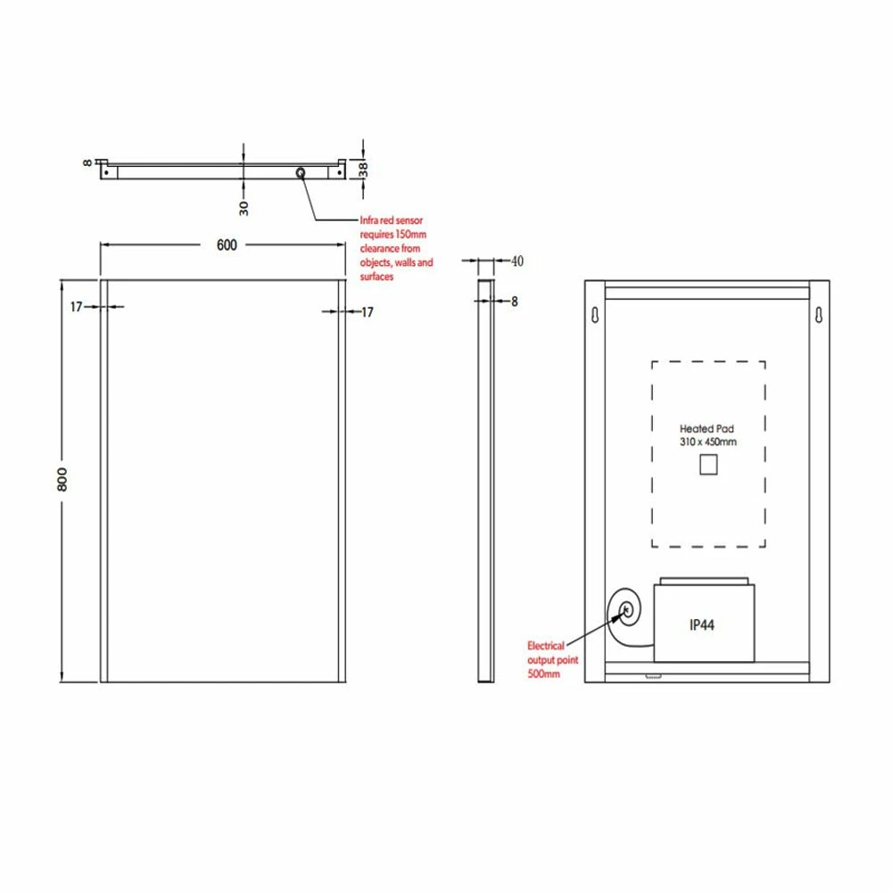 HiB Zircon 60 Demistable LED Bathroom Mirror 800mm H X 600mm W 5 HiB Zircon 60 Demistable LED Bathroom Mirror 800mm H X 600mm W - Image 3