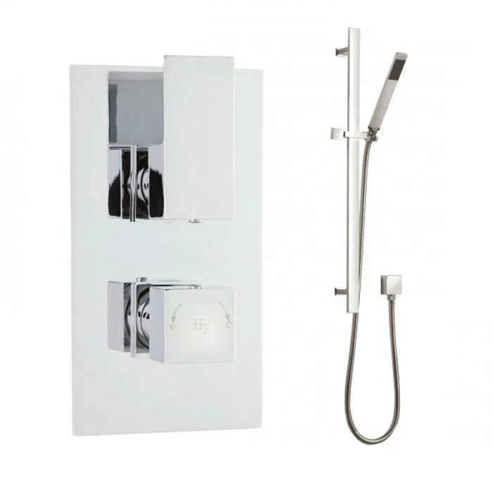Hudson Reed Art Twin Thermostatic Concealed Shower Valve With Slider Rail Kit - Chrome 4 Hudson Reed Art Twin Thermostatic Concealed Shower Valve With Slider Rail Kit - Chrome - Image 2