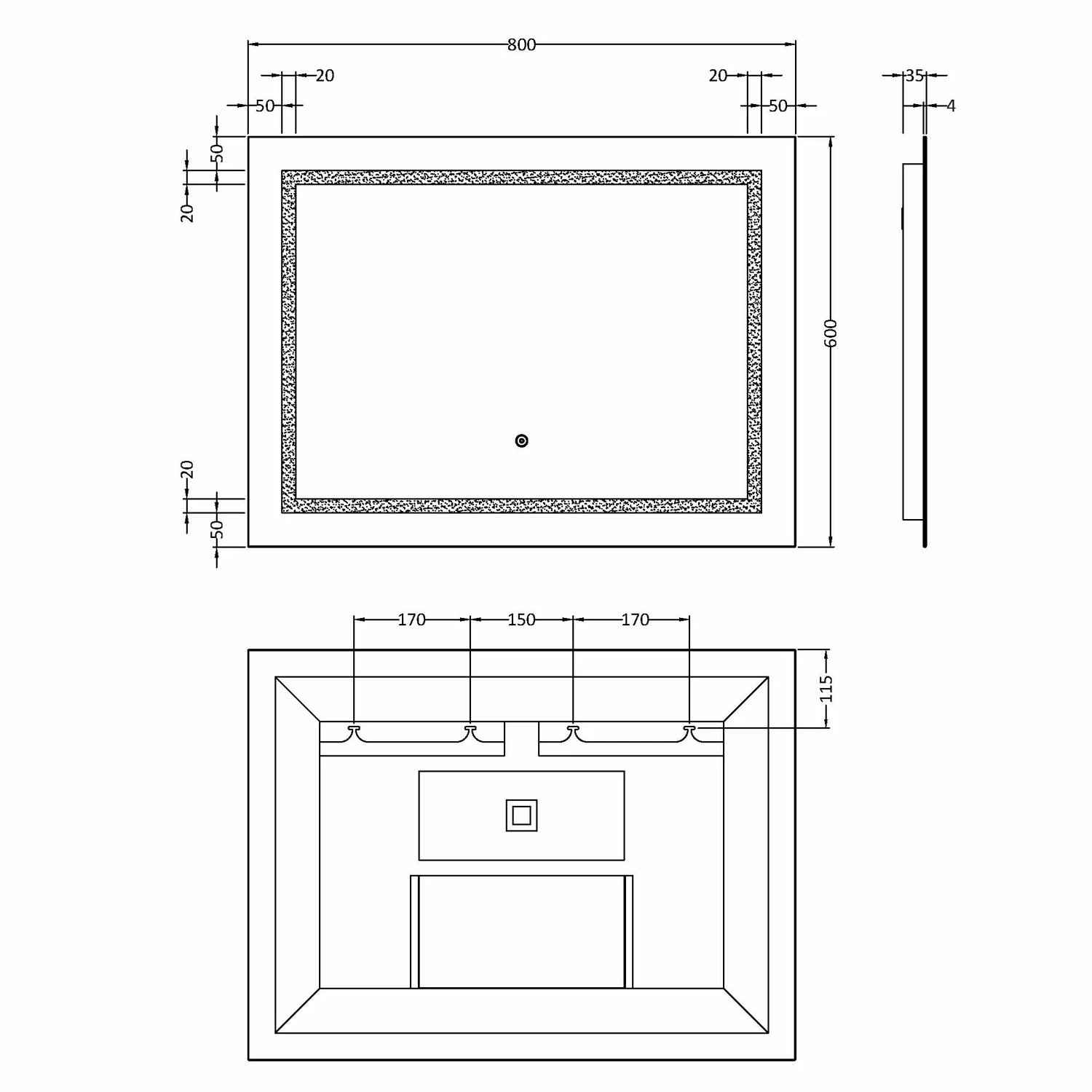 Hudson Reed Bathroom Mirror With Touch Sensor 600mm H X 800mm W 3 Hudson Reed Bathroom Mirror With Touch Sensor 600mm H X 800mm W