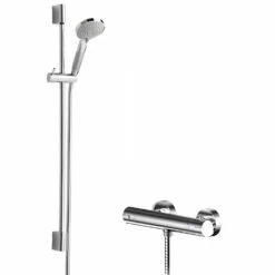 Hudson Reed Binsey Thermostatic Bar Shower Valve With Slimline Slider Rail Kit - Chrome