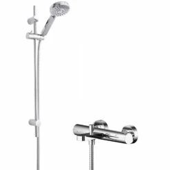 Hudson Reed Binsey Thermostatic Bath Shower Mixer With Water Saving Slider Rail Kit - Chrome