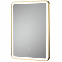 Hudson Reed Brushed Brass Framed Bathroom Mirror With Touch Sensor 700mm H X 500mm W