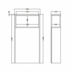Hudson Reed Coast Shelf Back To Wall WC Unit 600mm Wide - Grey